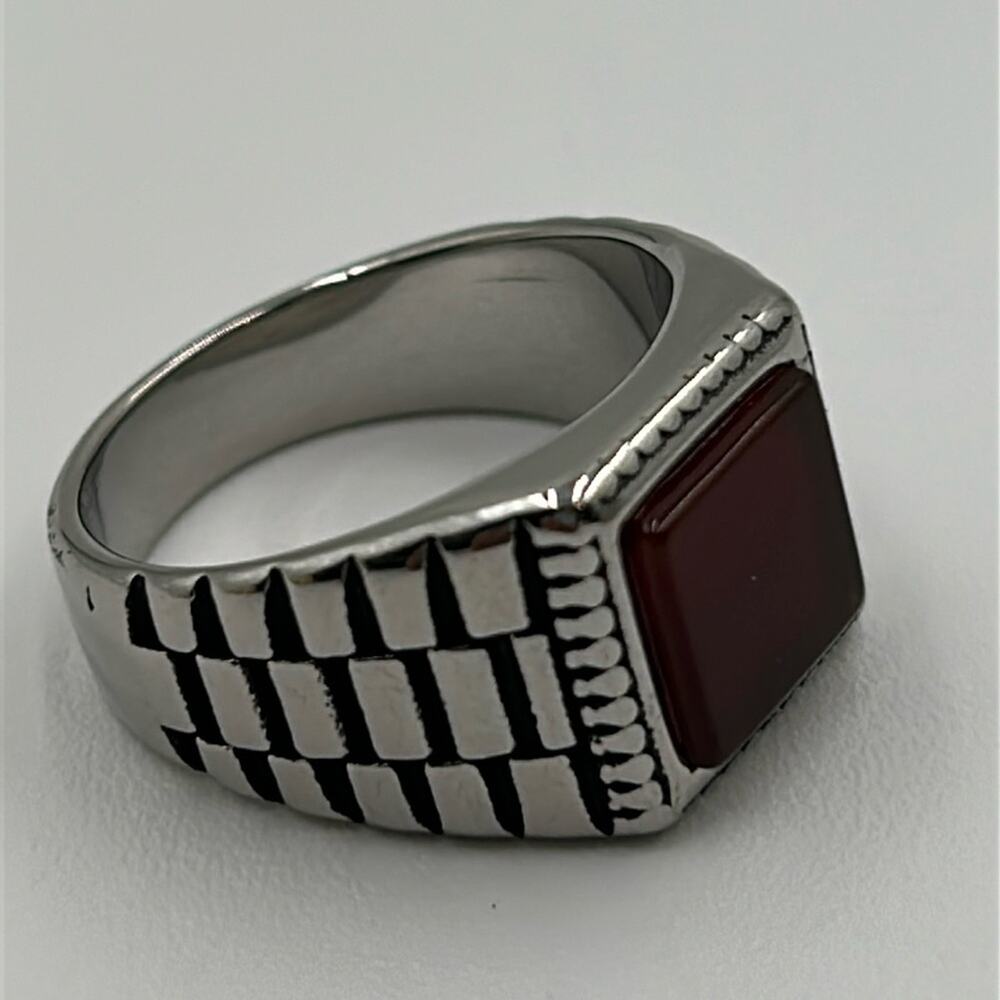 Orange Agate Color Natural Stone Handmade Men's Ring Size 13.5 NWT